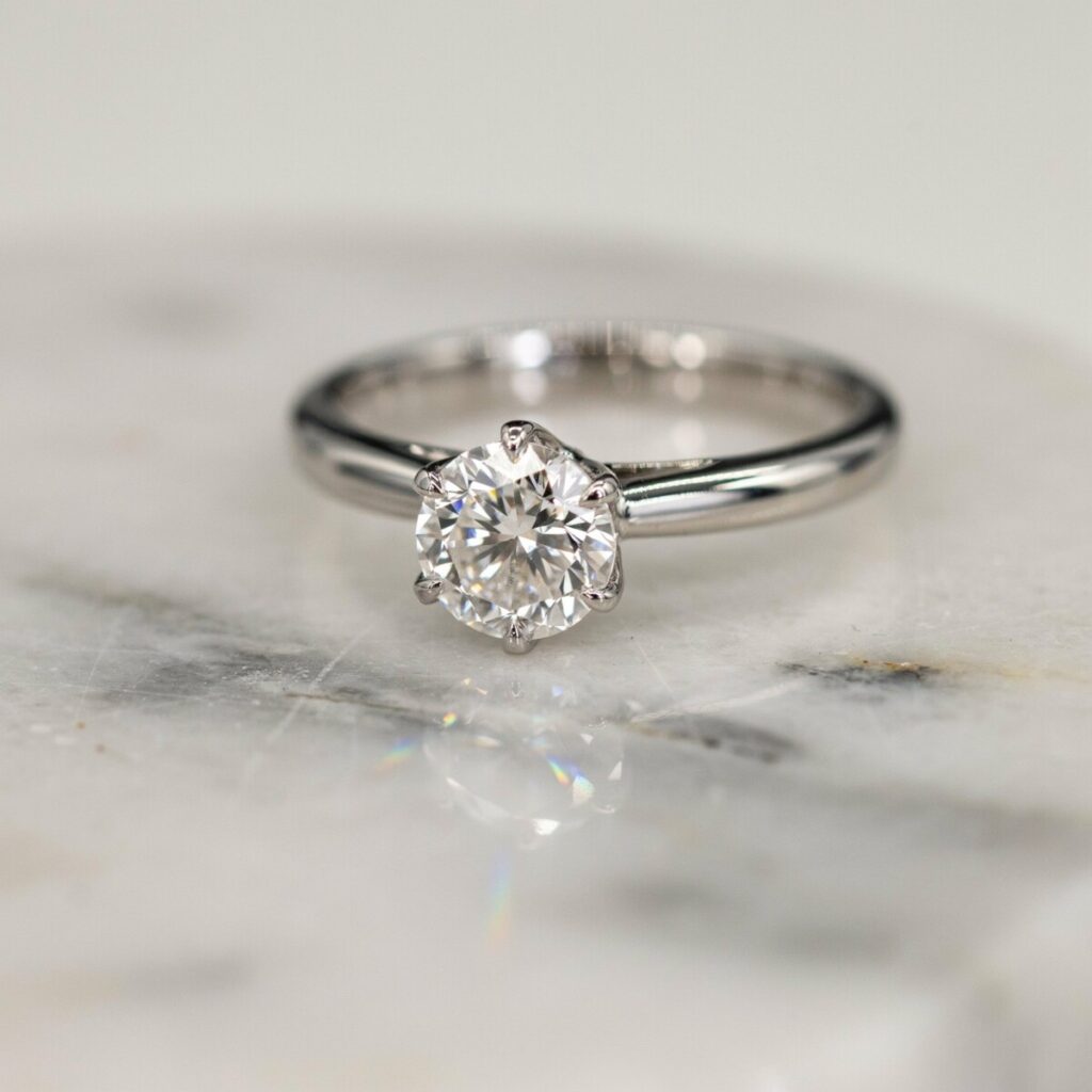 Close-up of a lab—grown diamond ring