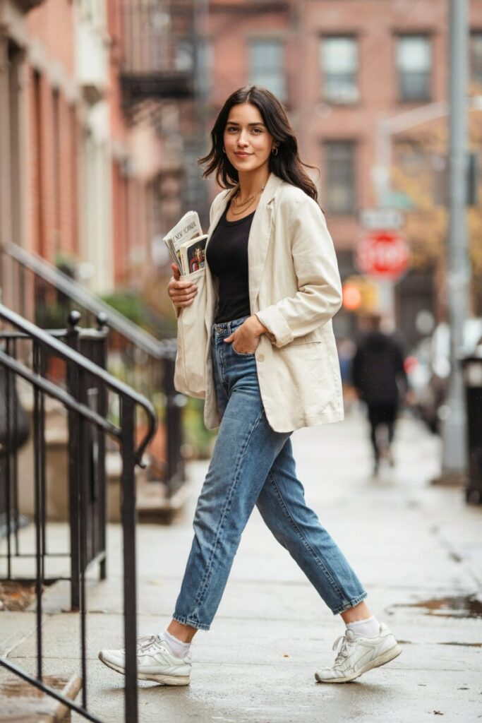 Brittany Xavier-inspired thrifty cool-girl street style with blazer.